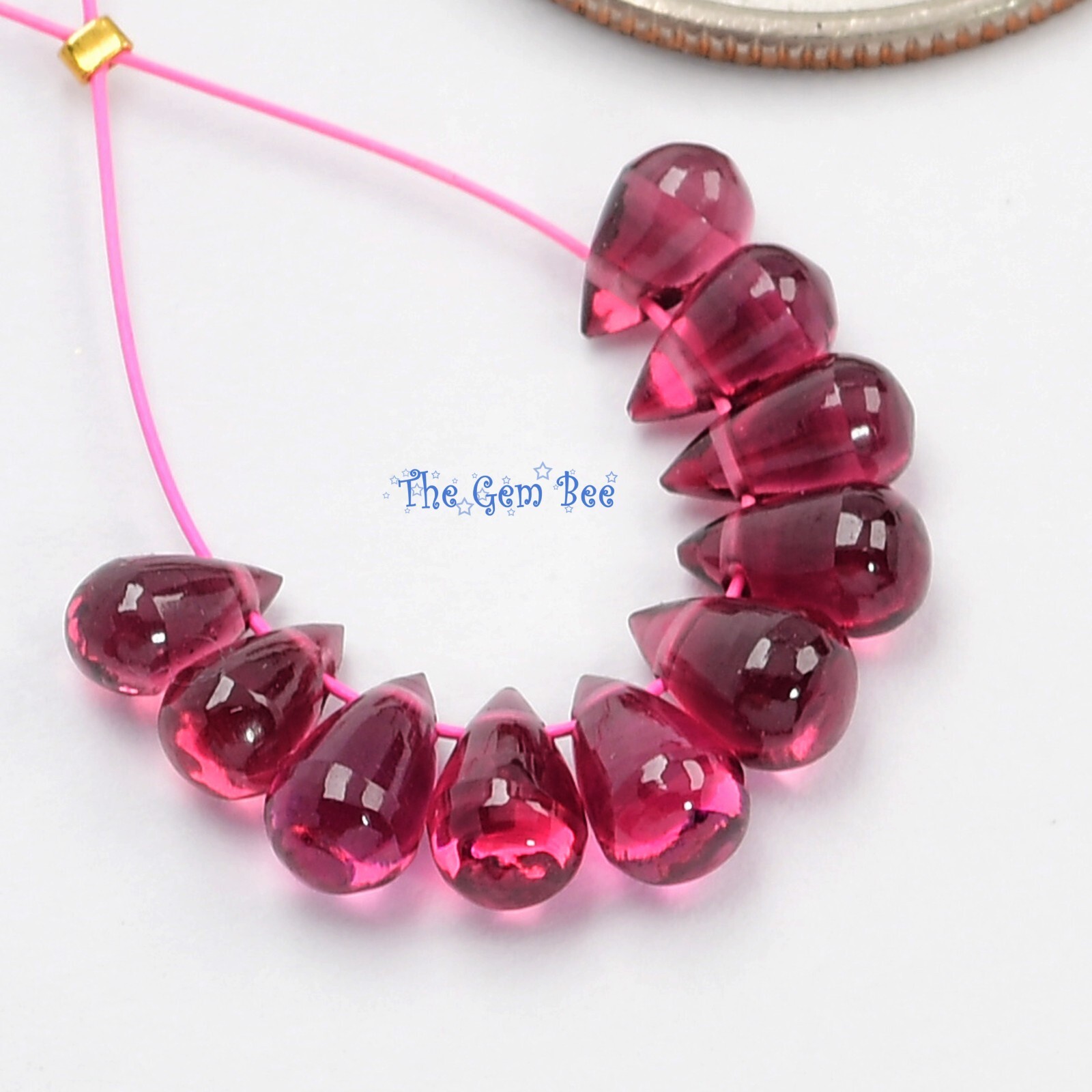 Gem Rhodolite Garnet Smooth Full Teardrop Briolette Beads (10)