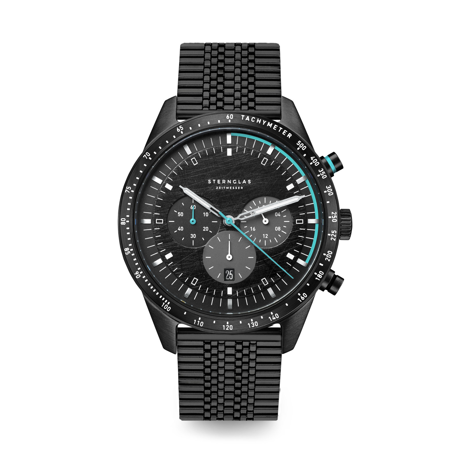 NEW STERNGLAS Tachymeter 1.0 Meteor 42mm Chronograph + Milanese & 4 extra straps