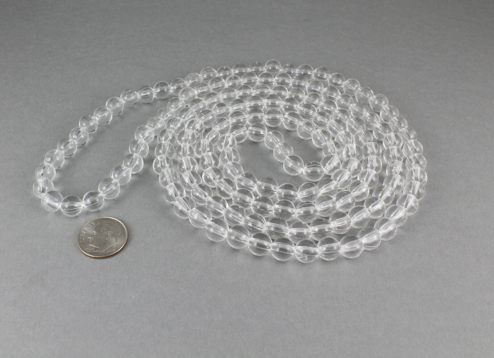 Clear bead long necklace extra long 44″ necklace beaded wrap double look wrapped