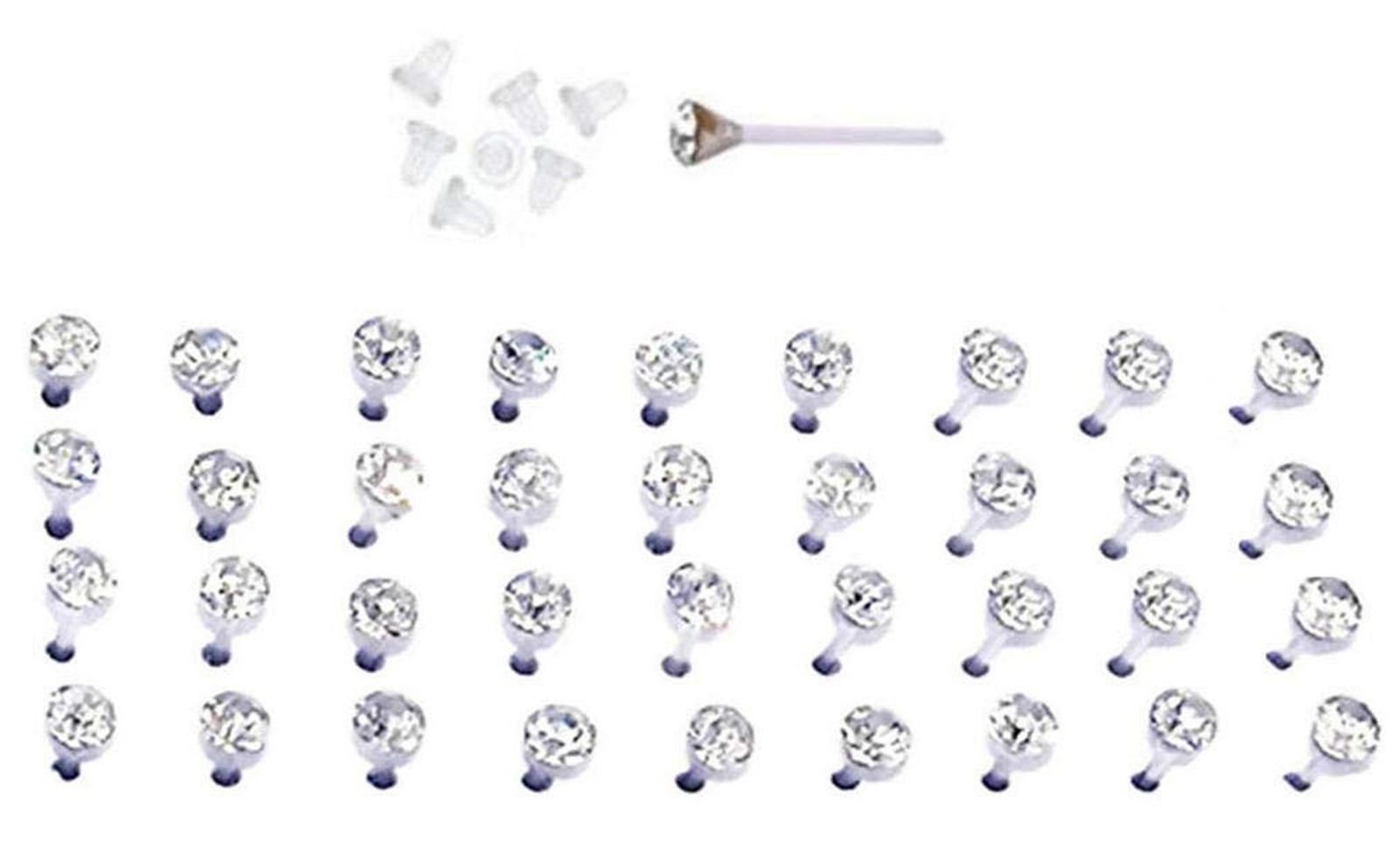 18 to 54 Pairs Multi Colors Clear Crystal Acrylic Nylon Plastic Posts Medical…