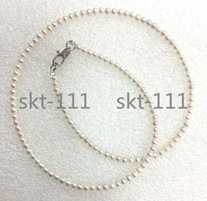 Natural 3-4MM White Akoya Freshwater Cultured Pearl Necklace 14-20″ AAAAA