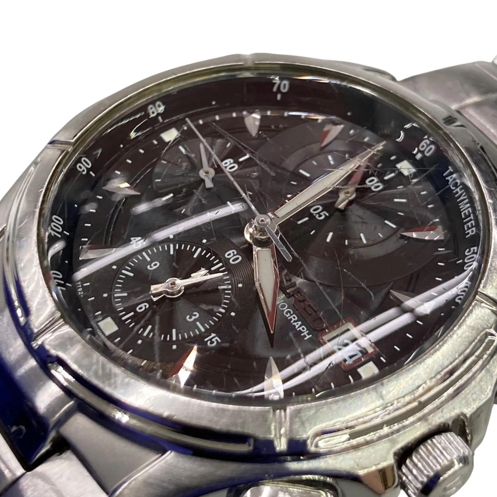 186001 Tested and working SEIKO WIRED Chronograph Watch 7T92 Silver
