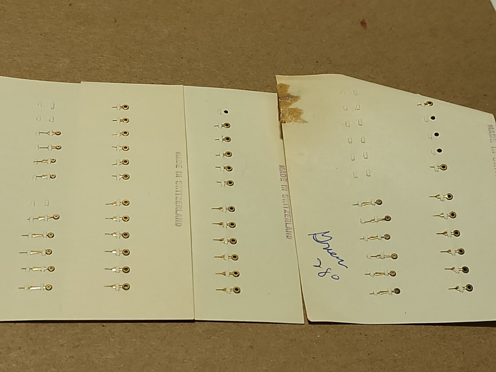 Lot Of NOS Gruen 280 Carded Gilt Hr/Min Hands-2 Lengths
