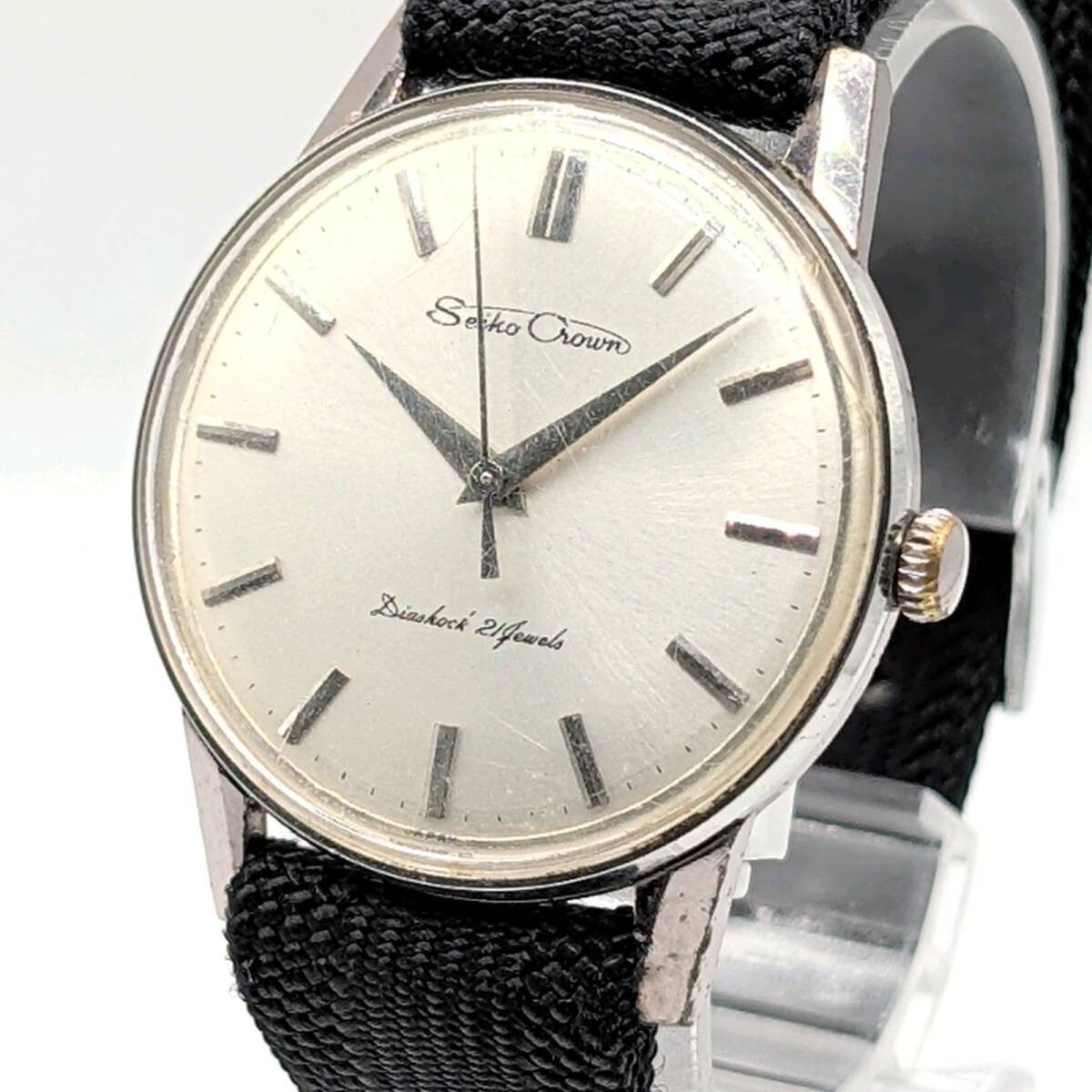 SEIKO CROWN Watch Hand Winding Men’s Round Silver Dial Seiko Crown Watch Manual