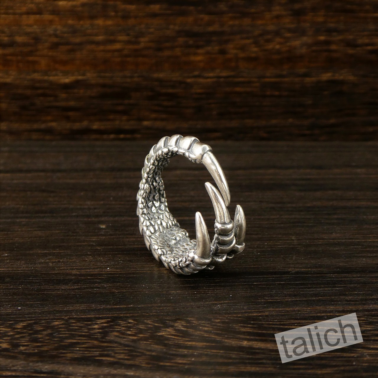 Heavy Solid 925 Sterling Silver Eagle Dragon Claw Large Wrap Ring Adjustable