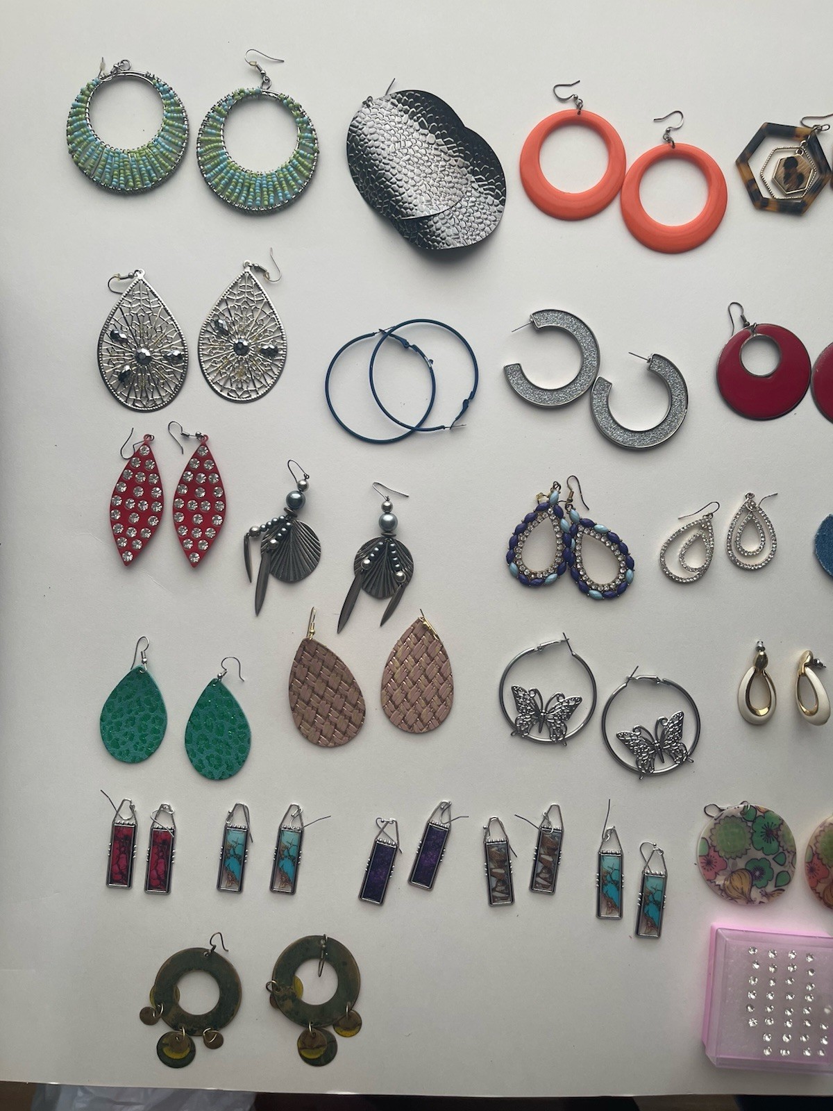 EARRINGS LOT DANGLE DROP HOOP STUD