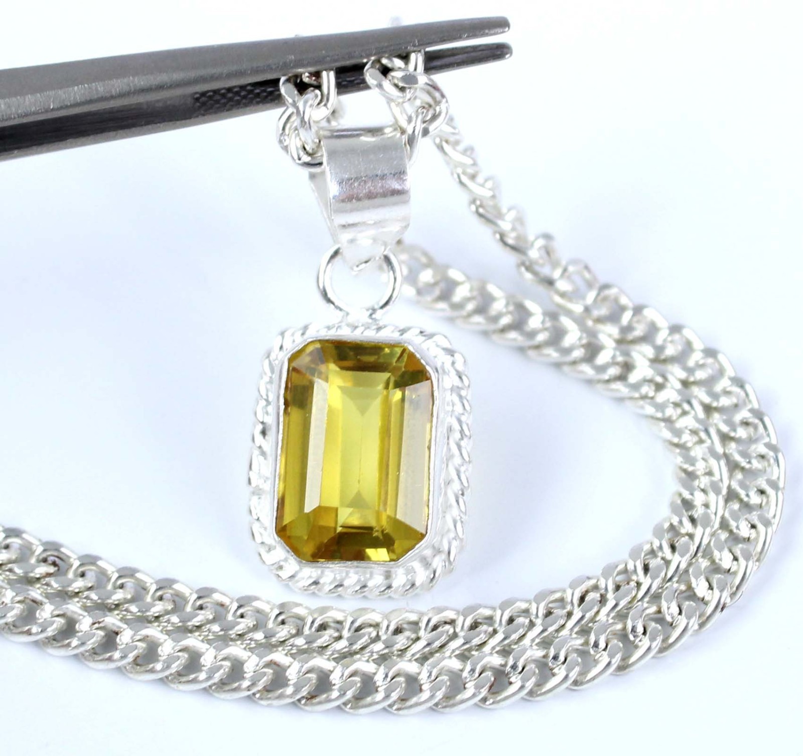 11.70 Ct Natural Yellow Sapphire Emerald Cut Gemstone Men’s Pendant New Stock