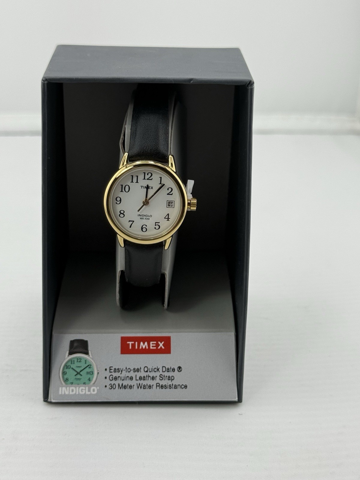 Timex® Women’s Leather Watch Gold and Black Leather – T2H341- New!!