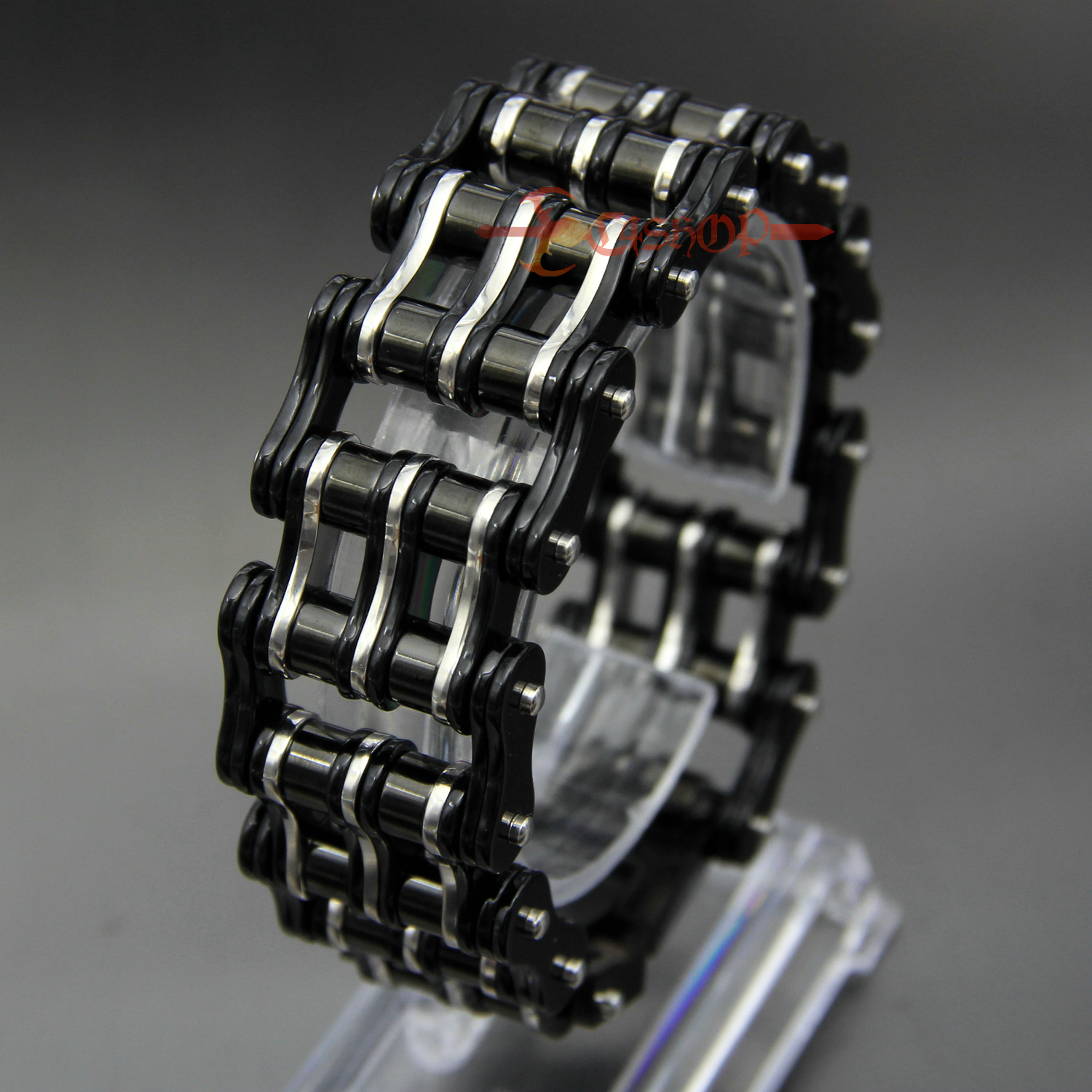 Heavy Black Motorcycle Bike Chain Men’s Bracelet Stainless Steel Biker 27mm Wide