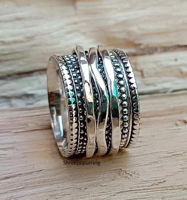 925 Sterling Silver Spinner Band Ring Statement Ring Handmade Ring All size Dk 2