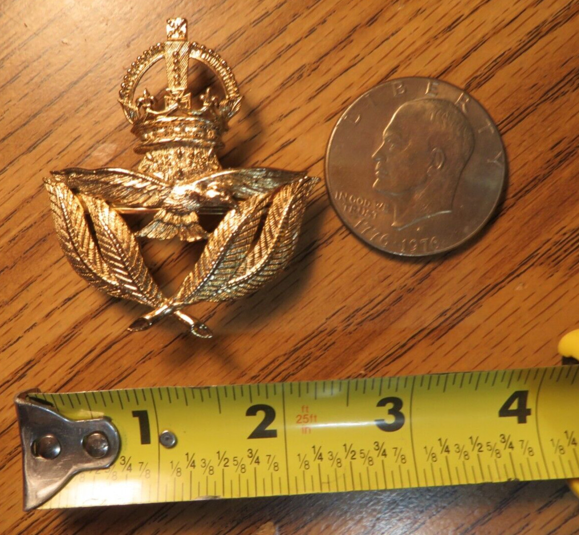 Vintage M.J.ENT Gold Tone Hair Clip Barrette Crown Eagle & Palms