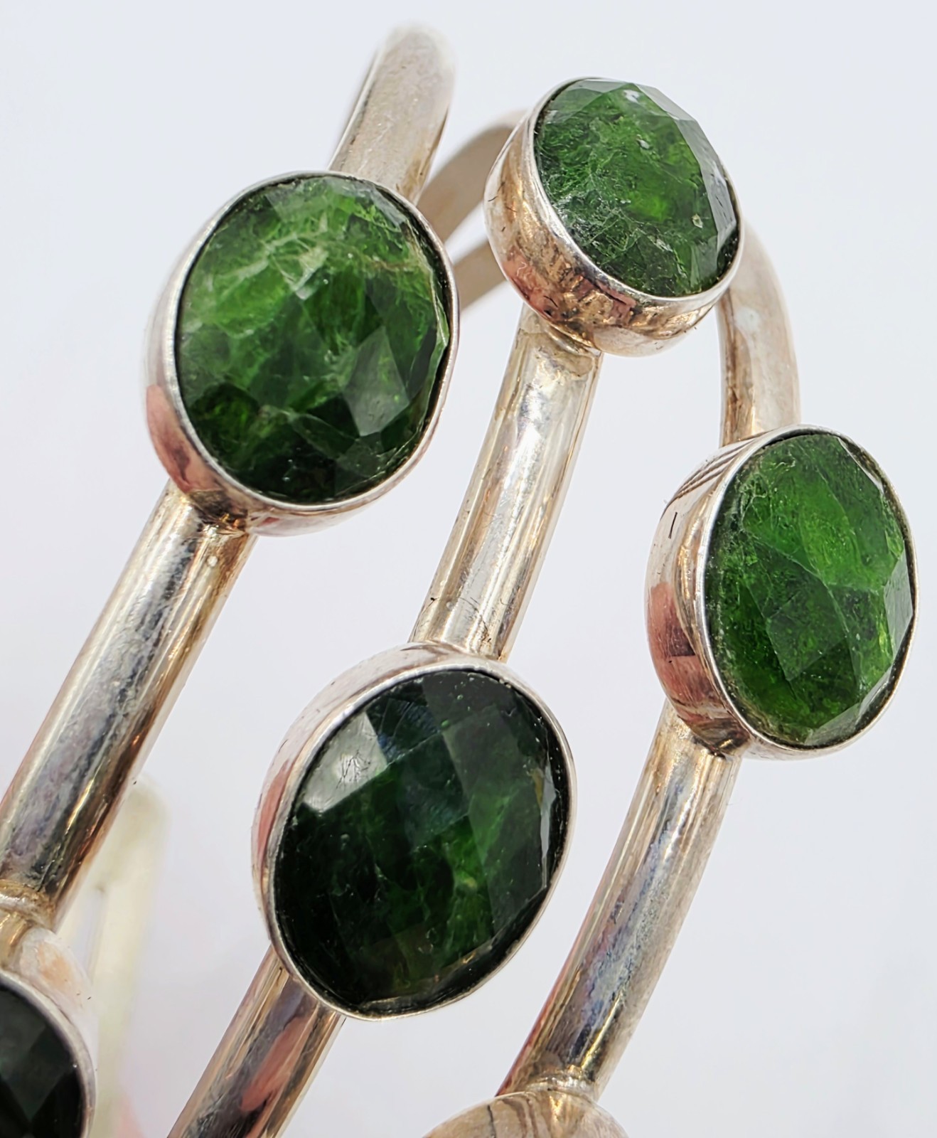 Jay King Sterling Silver Green Chrome Diopside MultiStone Cuff Bracelet 6.5″