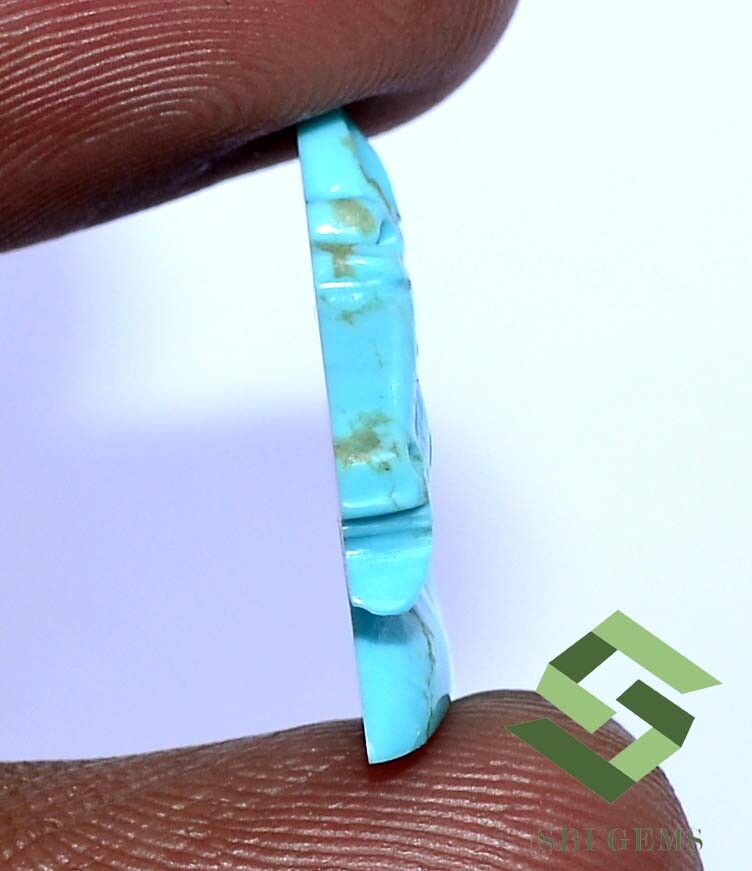 6.45 CTS Natural Turquoise Hand Made Carving 20×20 mm Beautiful Horse Shape Gems