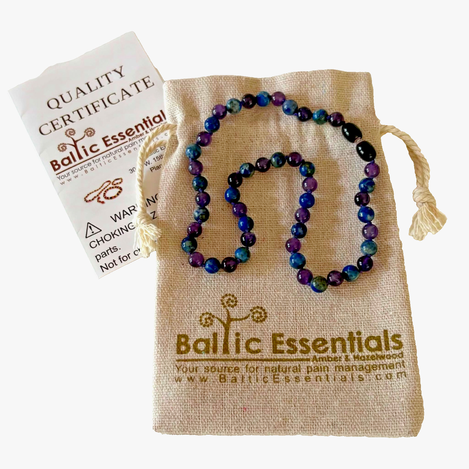 Baltic Essentials ADHD “AMETHYST- LAPIS LAZULI” Necklace 14″ Age 5-12 Years.