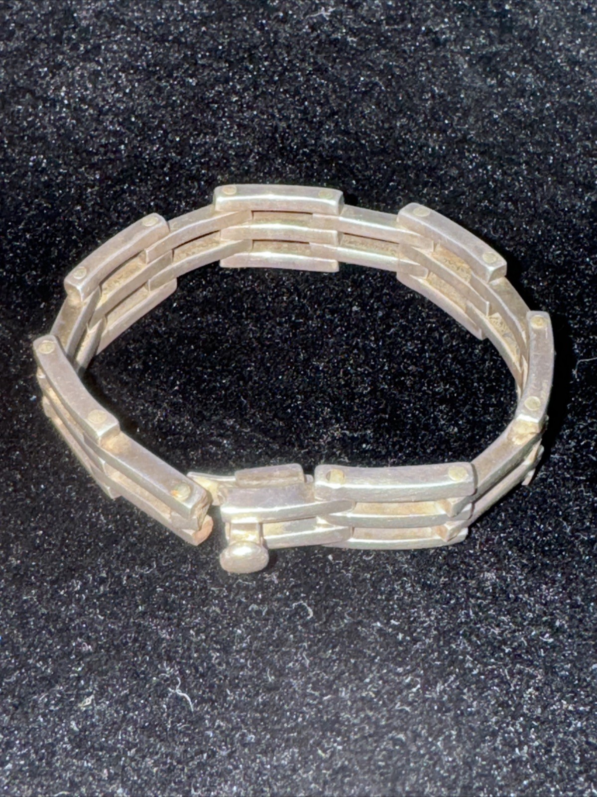 Vintage Sterling silver 925 Mexico Gate Link Bracelet 35 Grams