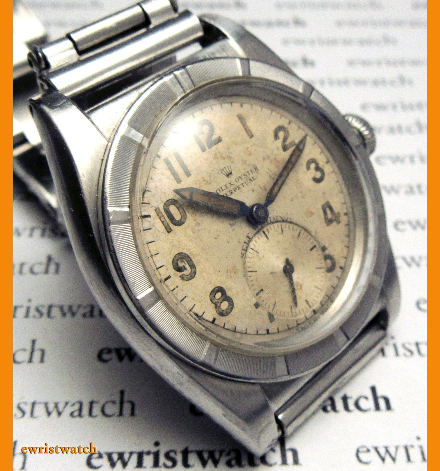 Vintage 40s Rolex Oyster Perpetual Bubbleback Original Military Sub-Seconds Dial