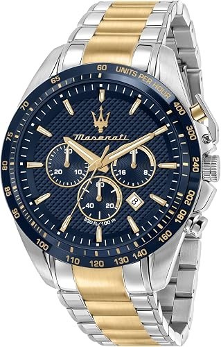 Maserati Traguardo R8873612046 Two Tone Blue Chronograph Mens Watch 45mm Boxed