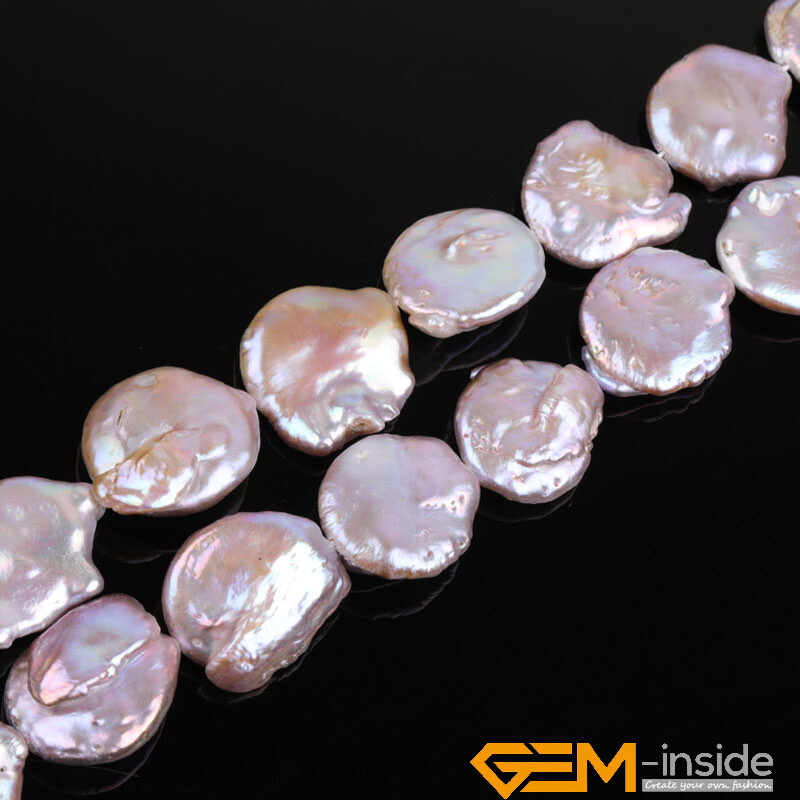 AAA Natural Baroque Big Nucleated Edison Coin Pearl Beads For Jewelry Making 15″