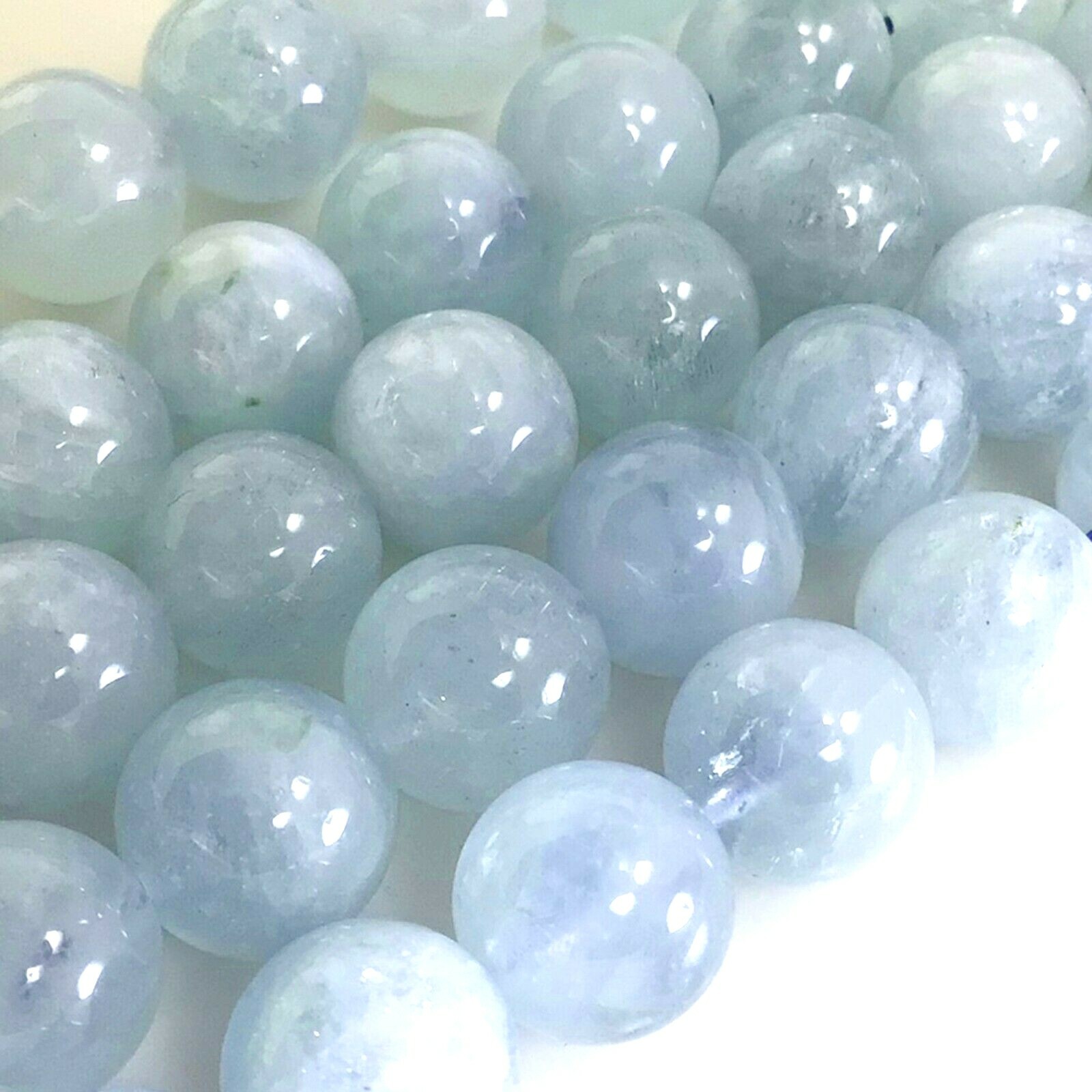 High Quality Natural Aquamarine Round Loose Beads 15″ strand 4mm 6mm 8mm 10 12mm