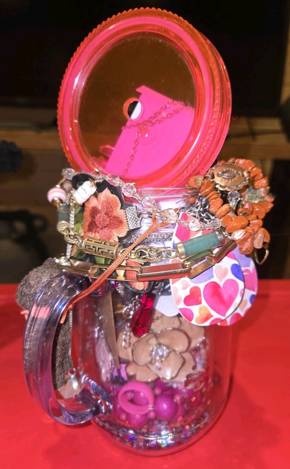 PINK💝PARADISE~MYSTERY JEWELRY JAR~VINTAGE 2 NOW~PACKED FULL/WEARABLE PIECES