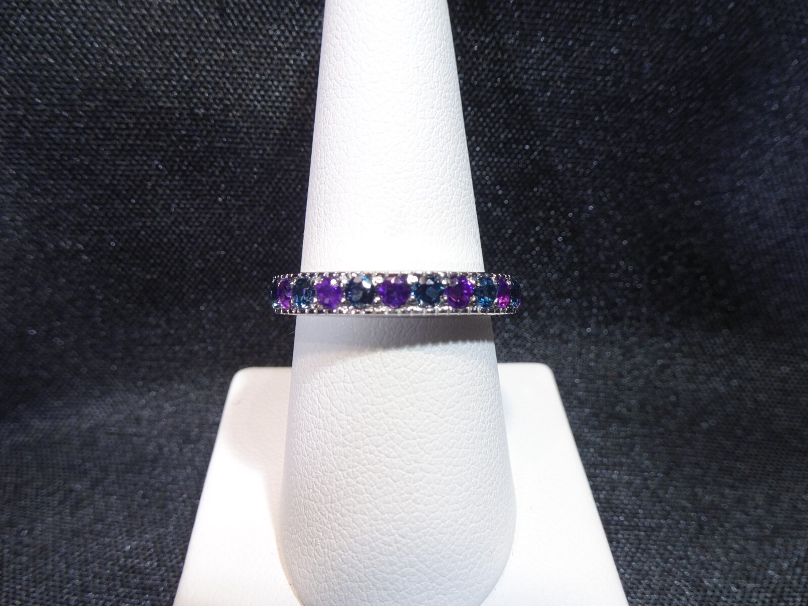 0.90 ct Natural Purple Amethyst & London Blue Topaz Solid Sterling Silver Ring