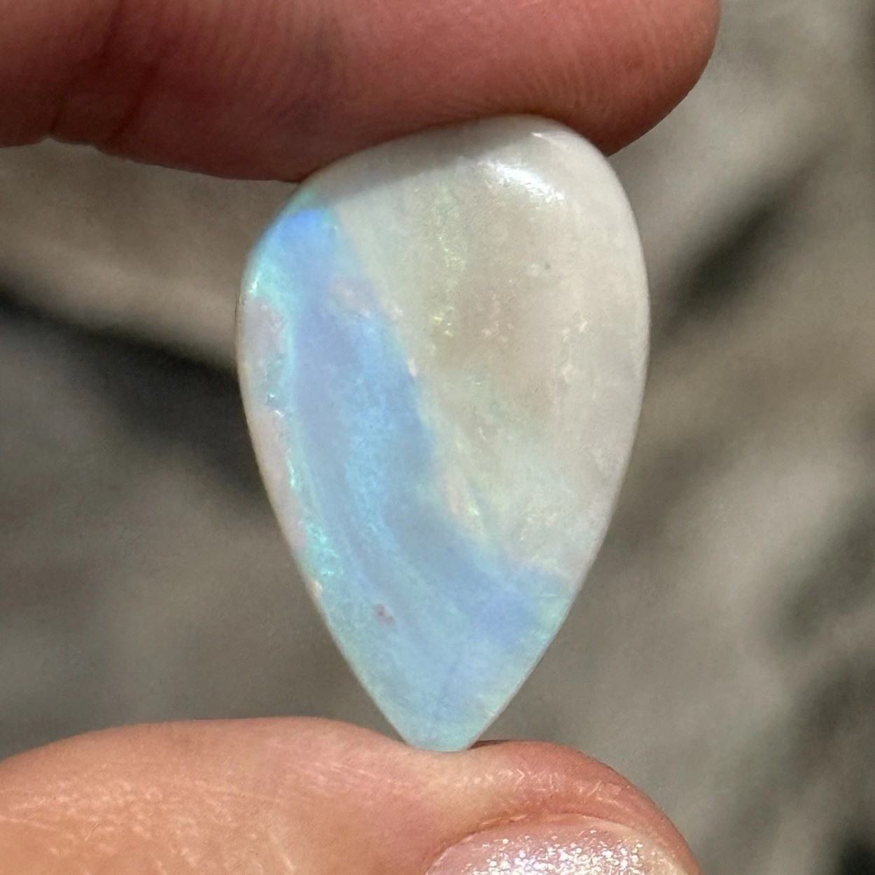 7.7ct 23.4×14.9×3.4mm Crystal Pipe Solid Australian Opal Drop Cabochon