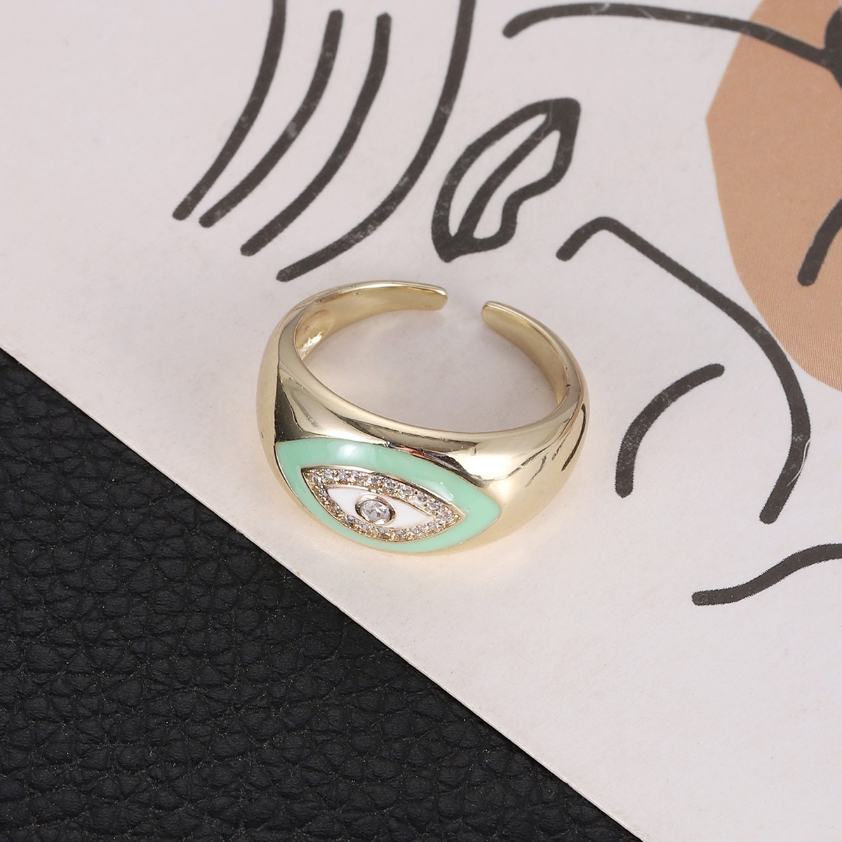 1Pcs Zircon Vintage Evil Eye Finger Ring For Women Men Gift Gold Color Turkish