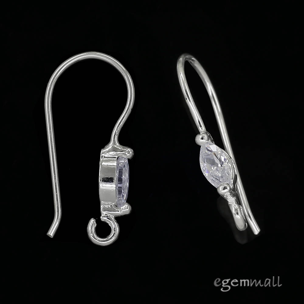 Sterling Silver CZ French Hook Ear Wire Earring Connector #99329