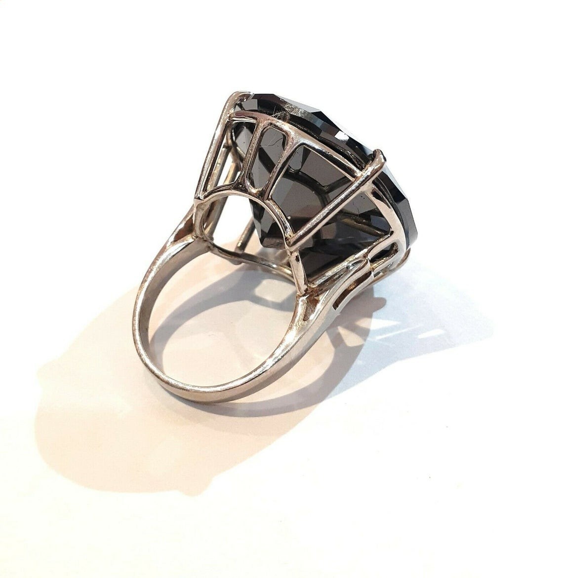 Certified 100.00 cts Black Diamond Ring 925 Sterling Silver White Gold Plated