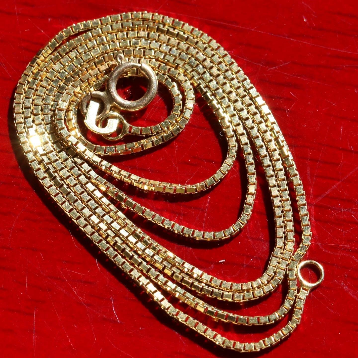 14k yellow gold necklace 18.0″ box link chain vintage handmade 2.6gr N2801