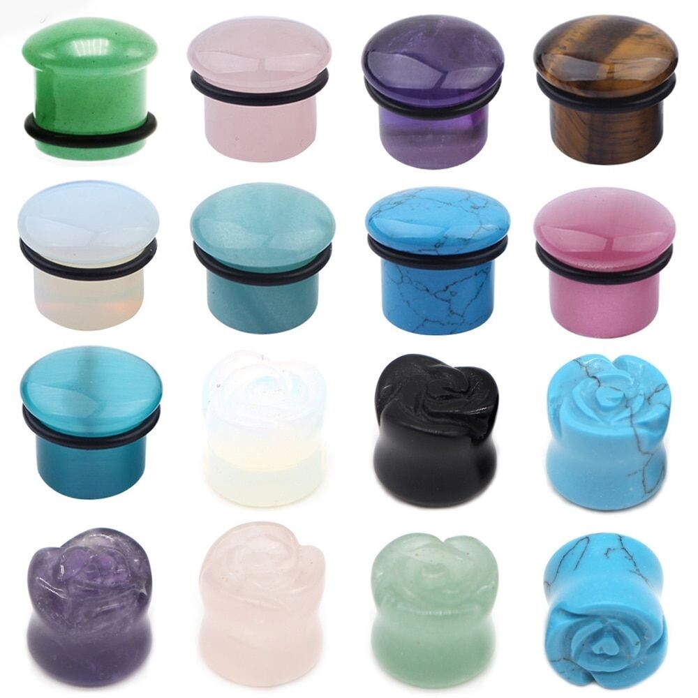 Stone Tunnel Ear Piercings Helix Piercing Stretchers Plugs Piercing Body Jewelry