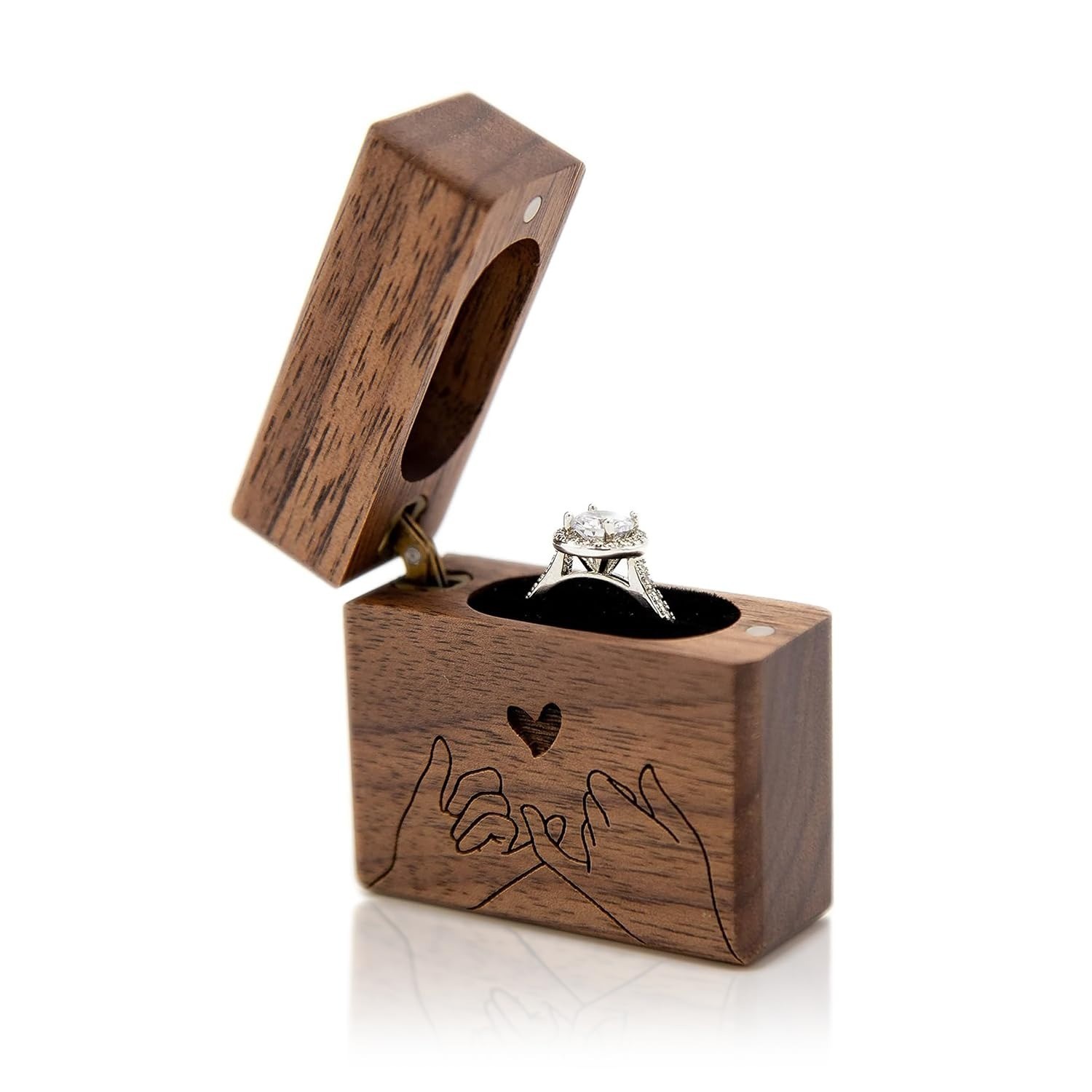 How About Forever Slim Walnut Wood Engagement Ring Box – Magnetic Pocket Wooden