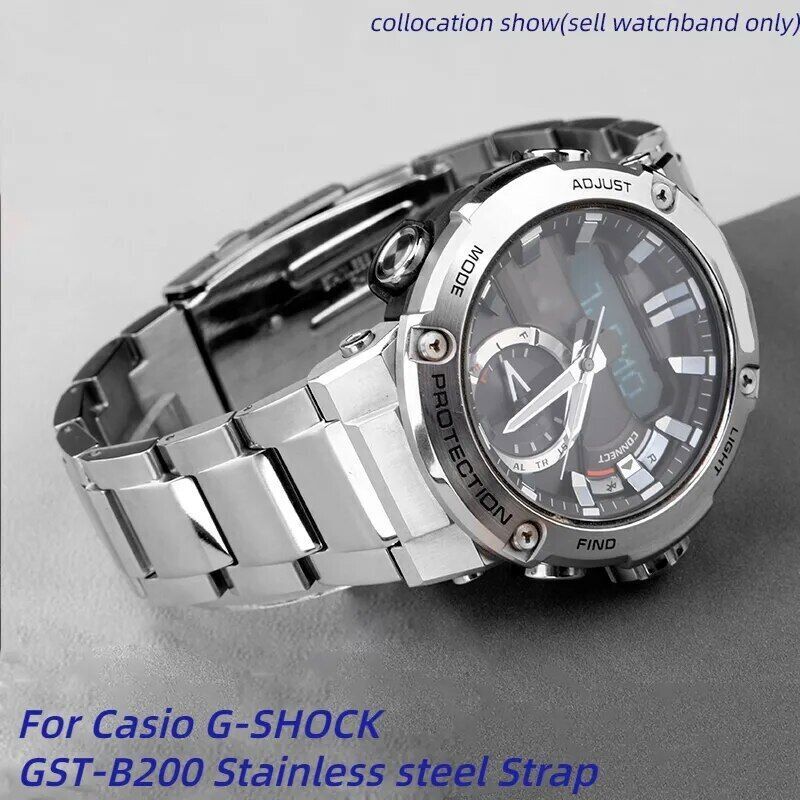 24x16mm For Casio G-SHOCK GST-B200 Bracelet Stainless Steel Watch Band Strap