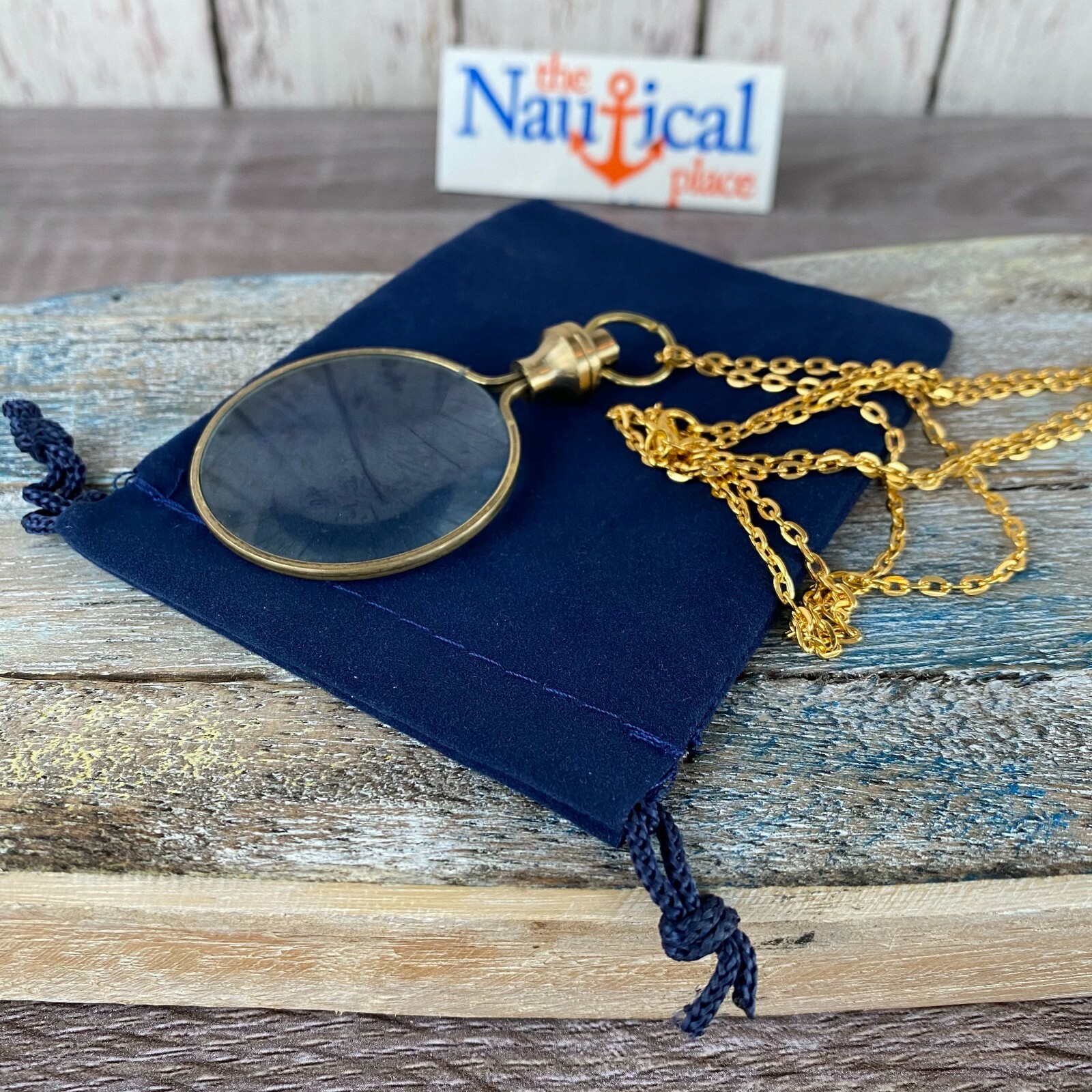 Magnifying Glass Necklace w/ Optional 27″ Chain, Brass Magnifier Monocle Pendant