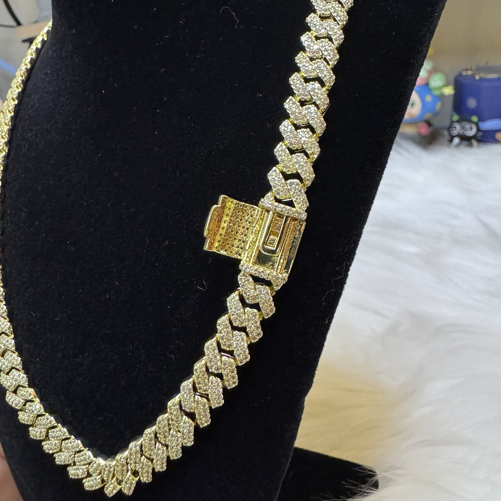 Iced out Moissanite Cuban Link Chain Necklace 20inch, 8.4mm, 14K Stamped