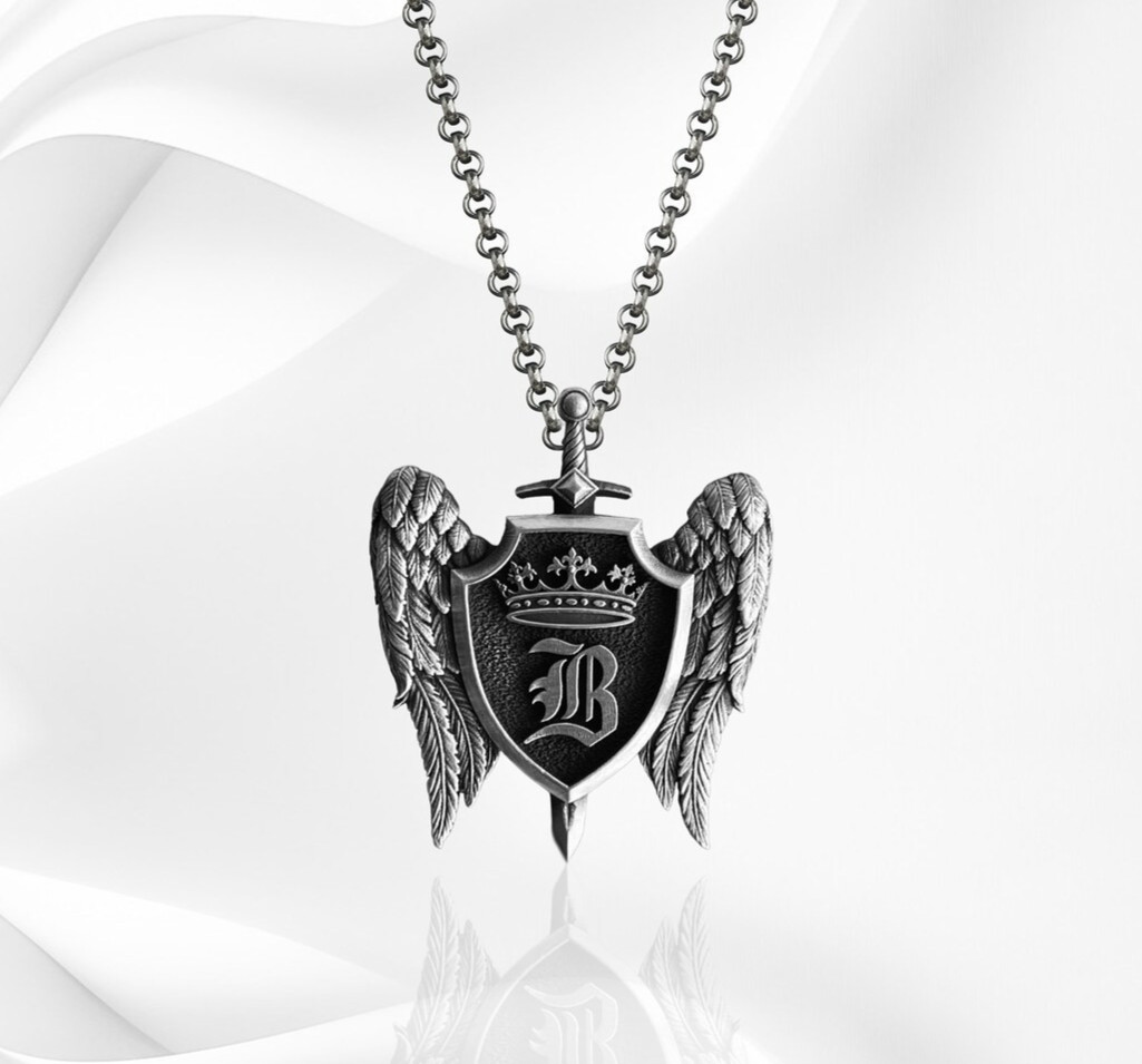 Personalized Initial Oxidized 925 Sterling Silver Necklace Duty Free