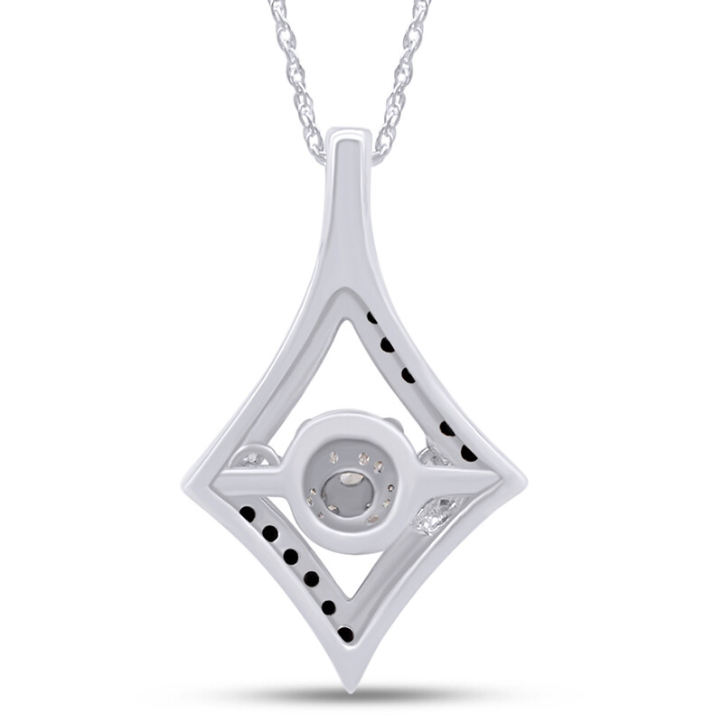 Kite Dancing Pendant Necklace Round Simulated Diamond 14K Gold Plated Silver 18″
