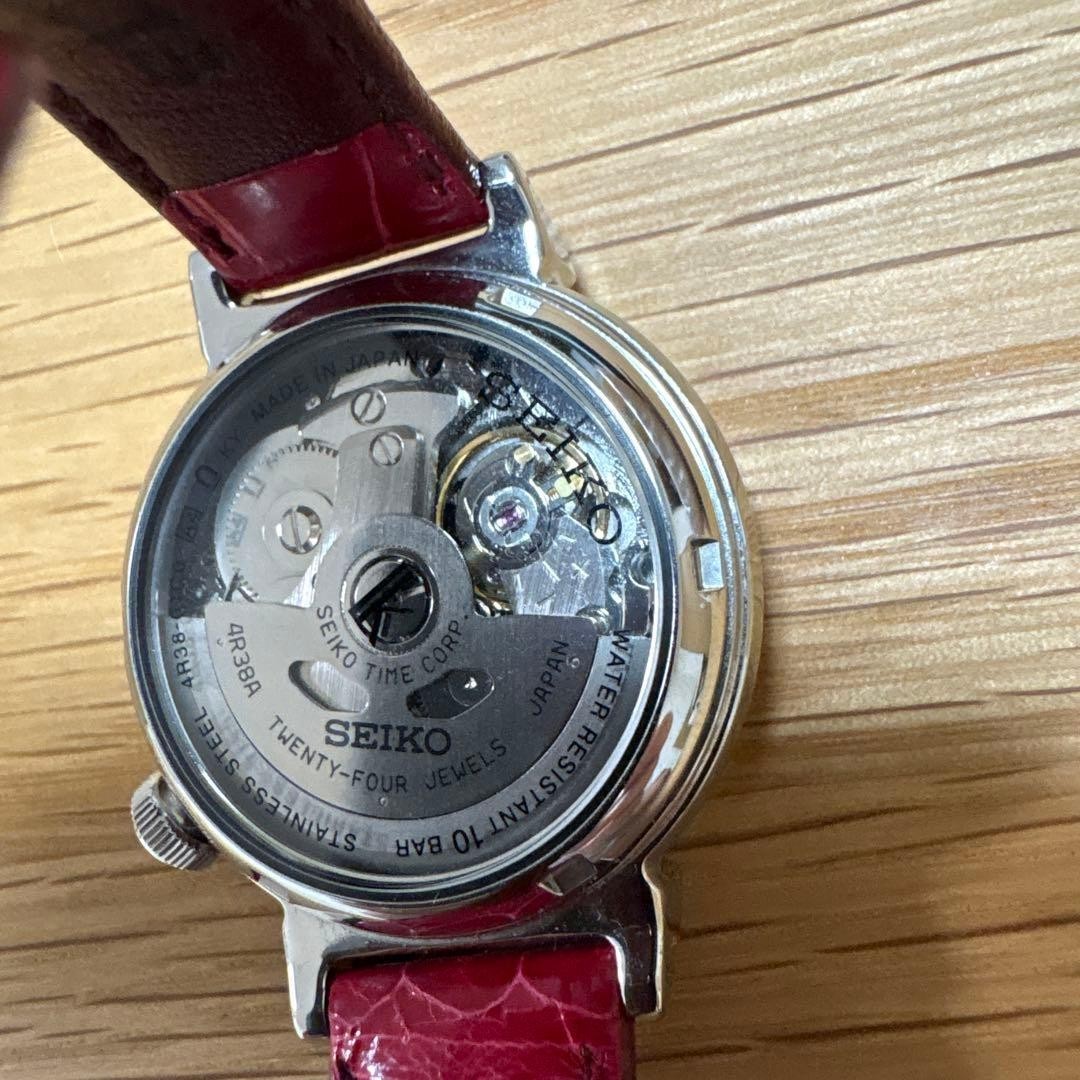 SEIKO Lukia SSVM023 Automatic Watch with Open Heart Pattern Lather Red Working