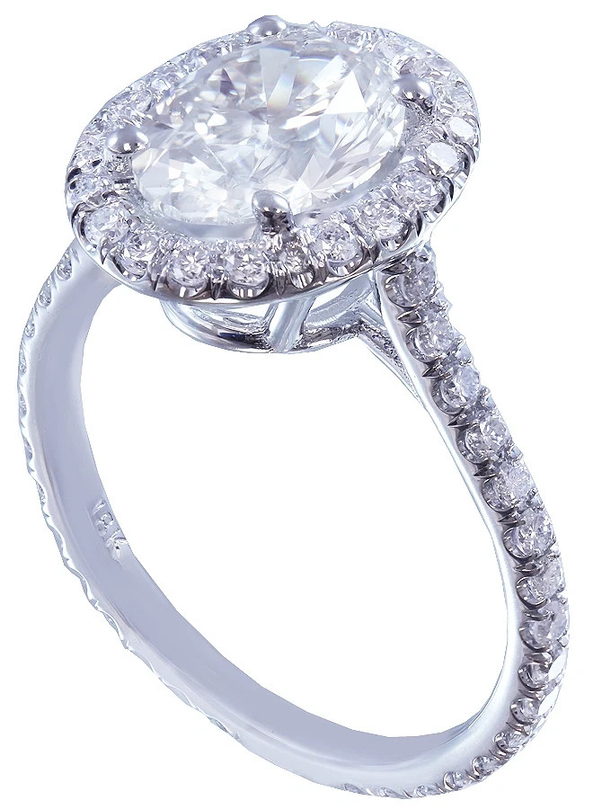 Certified Natural 1.2ct VS1 F Oval White Diamond AAA 14K White Gold Wedding Ring