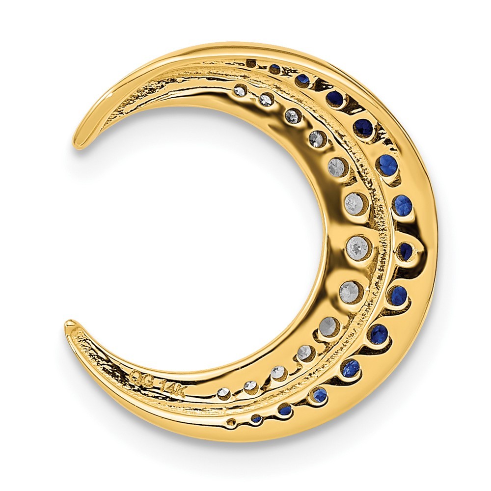 14k Yellow Gold 0.36 Ct Moon Sapphire and Diamond Chain Slide Pendant 1.95g