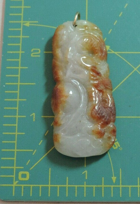 Vintage Carved Lavender Red Jadeite Jade 14k Gold Pendant 17g