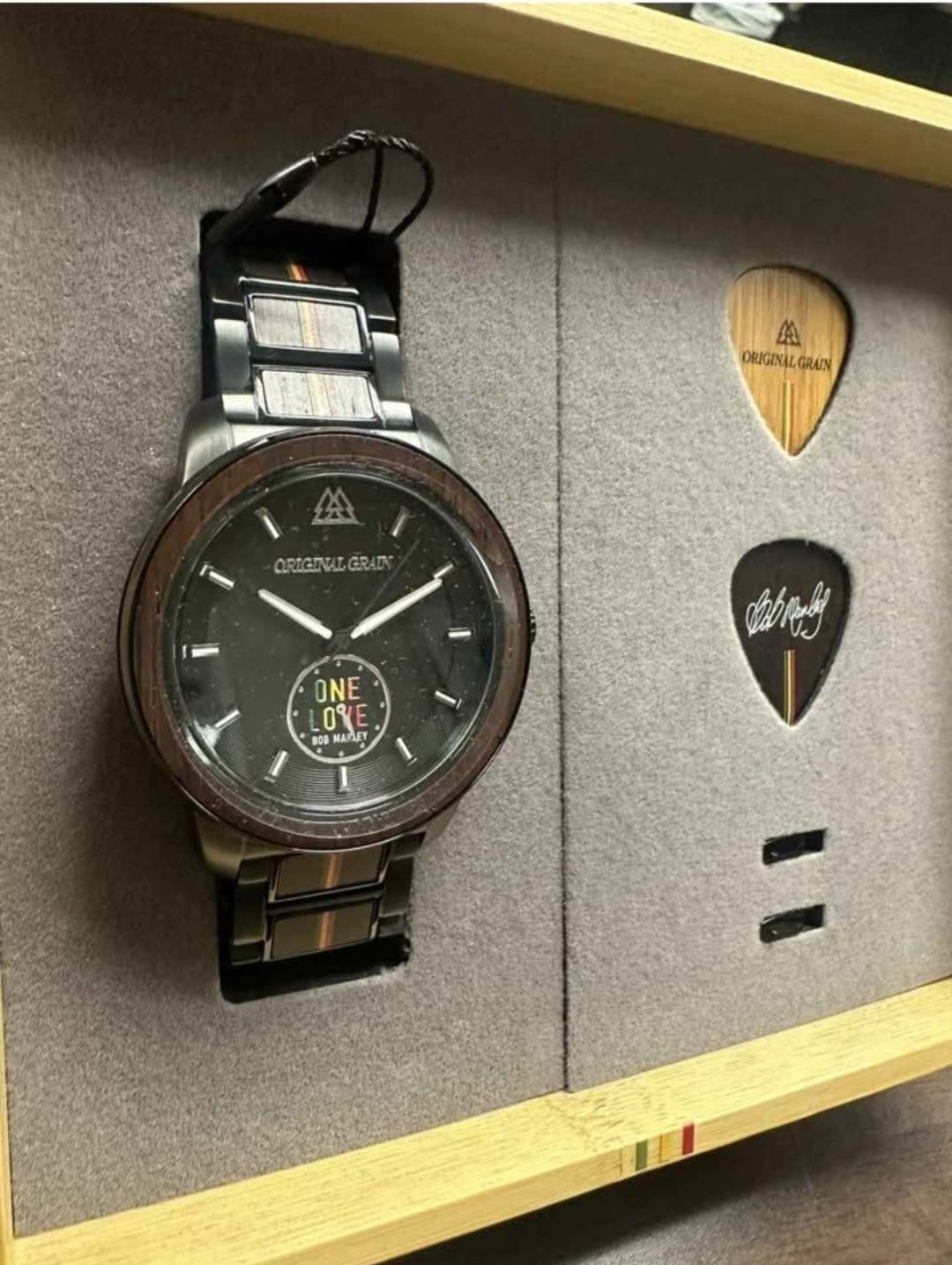 Original Grain “One Love” Ltd. Edition Bob Marley Bamboo 46mm Watch- NIB