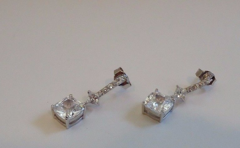 925 STERLING SILVER EARRINGS DANGLING POST STUD / DIMENSION 22MM BY 7MM