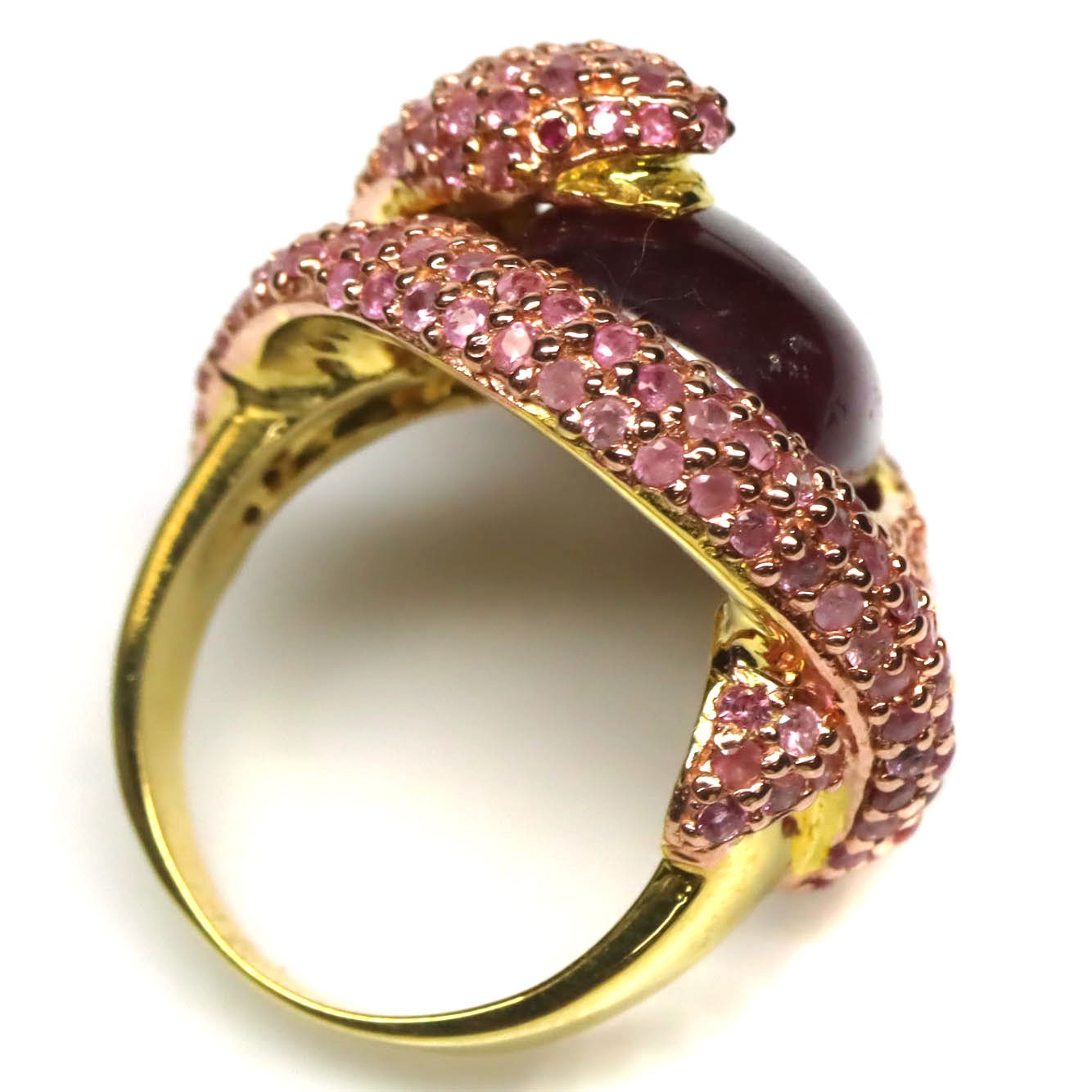 925 Sterling Silver 11 x 15 mm. Red Ruby & Pink Sapphire Ring Size 6.5
