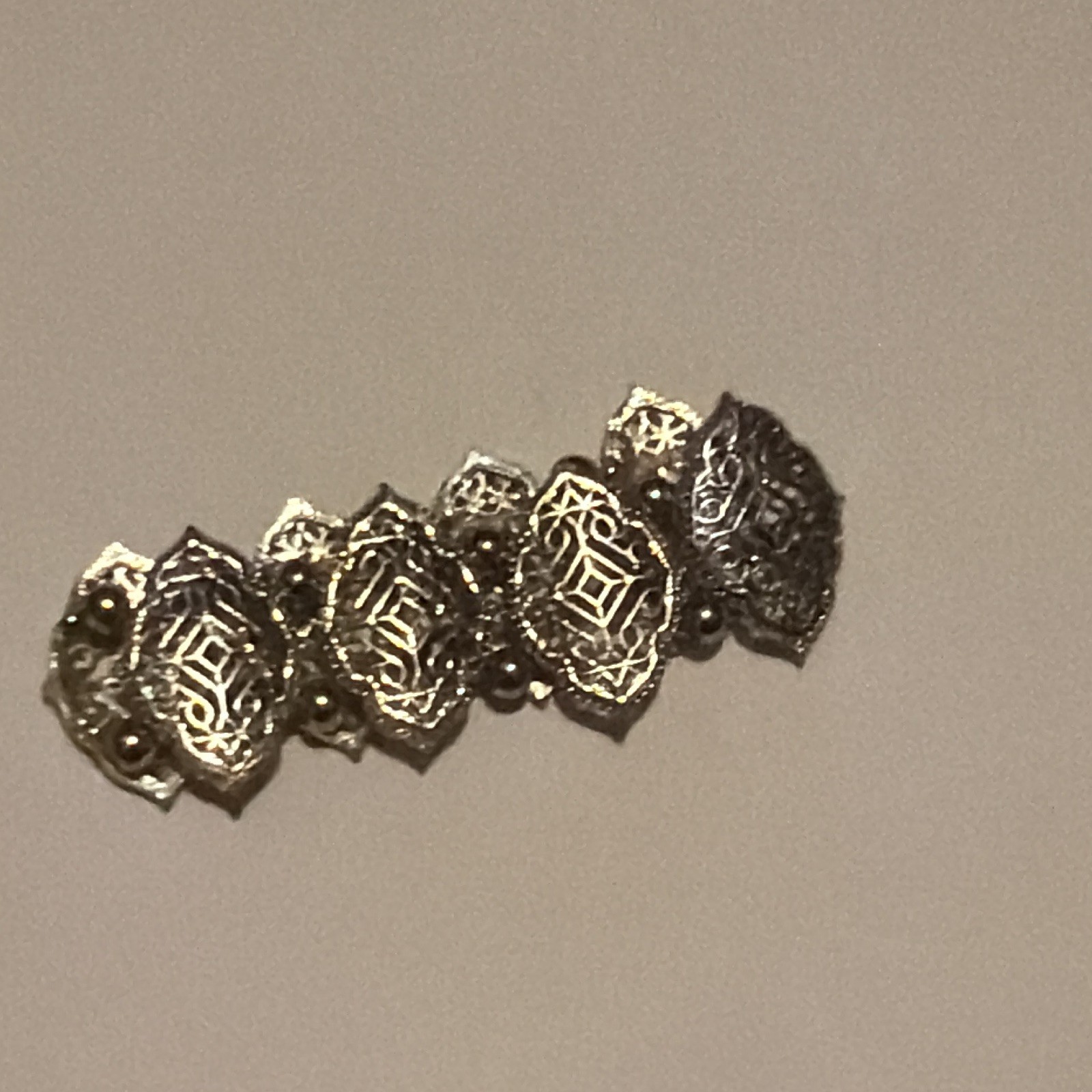 Silver Tone Metal Panel Link Chain Bracelet with Clasp Jewelry No Stone