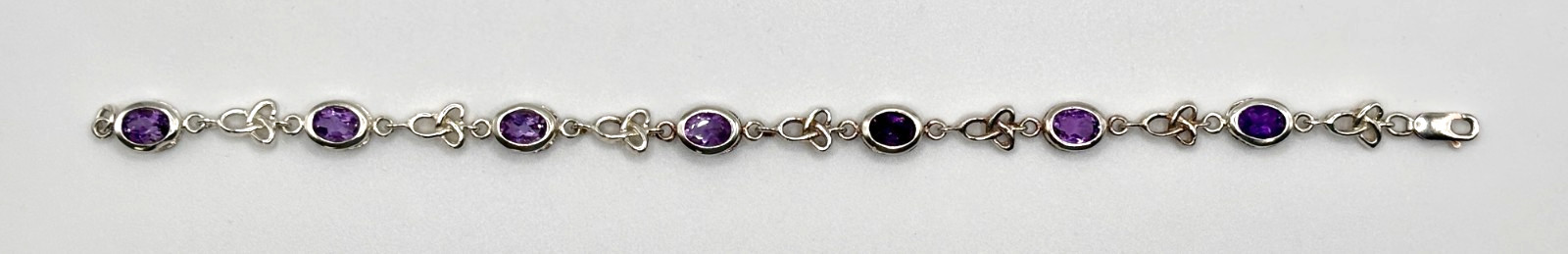 Vintage Marked Amethyst 925 Sterling Silver Celtic Knot Tennis Link 7.5 Bracelet