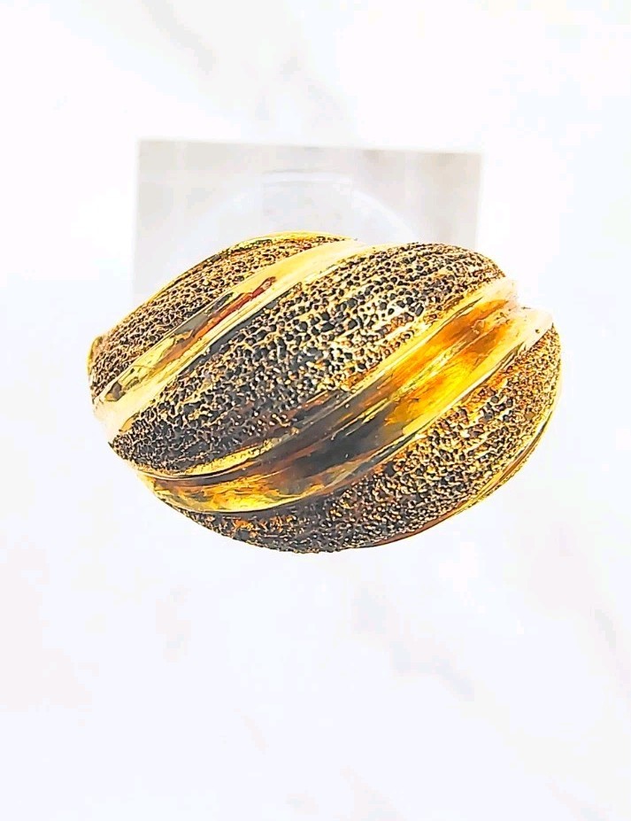 Antique 14K Yellow Gold Textured Dome Ring • Size 4.75 • 11.65mm • 4.97g