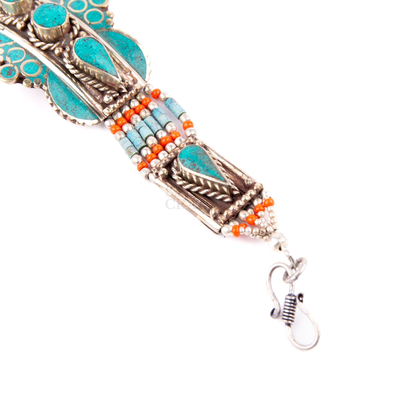 Tibetan Bracelet Red Coral Turquoise, Nepali Jewelry, Artisan Ethnic Bracelet