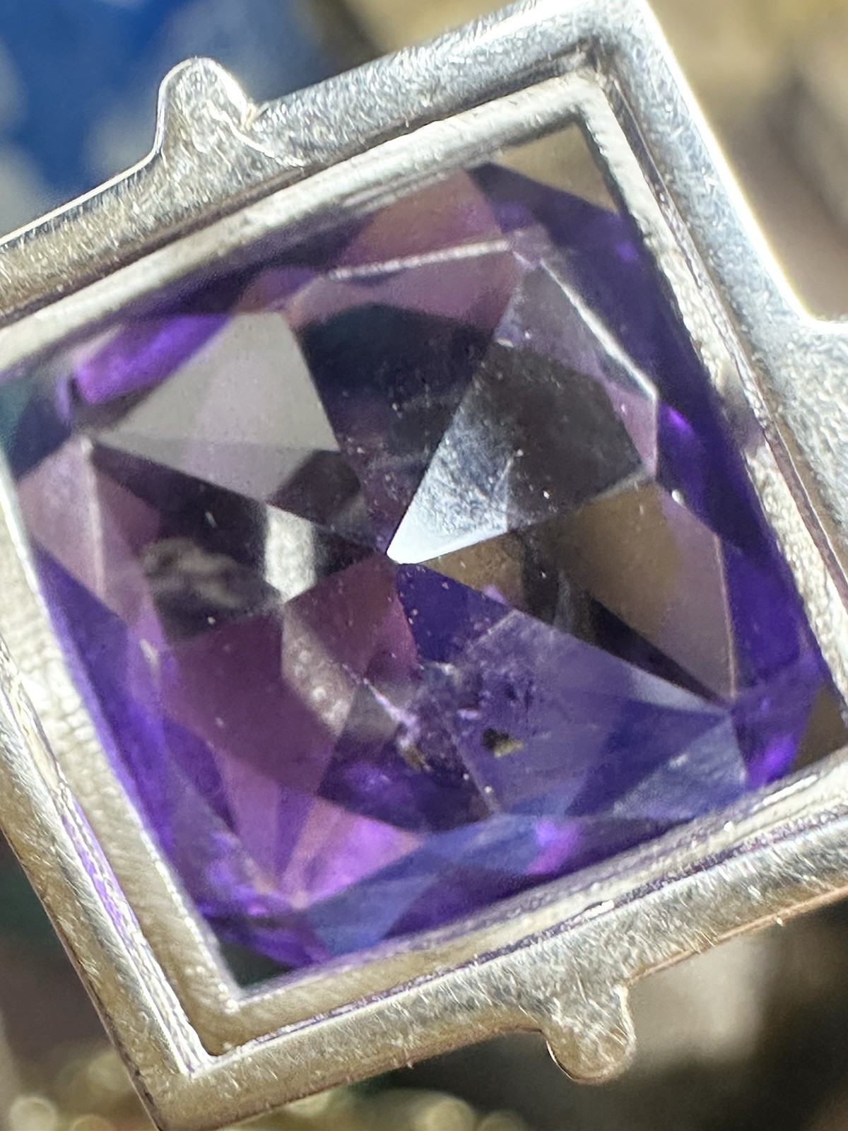 Natural Fancy Cut Zambian Amethyst 14.30 Ct 925 Sterling Silver Necklace 20 In