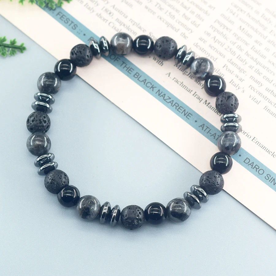 Energetic Balance Spiritual Protection Natural Volcanic Stone Labradorite Beads